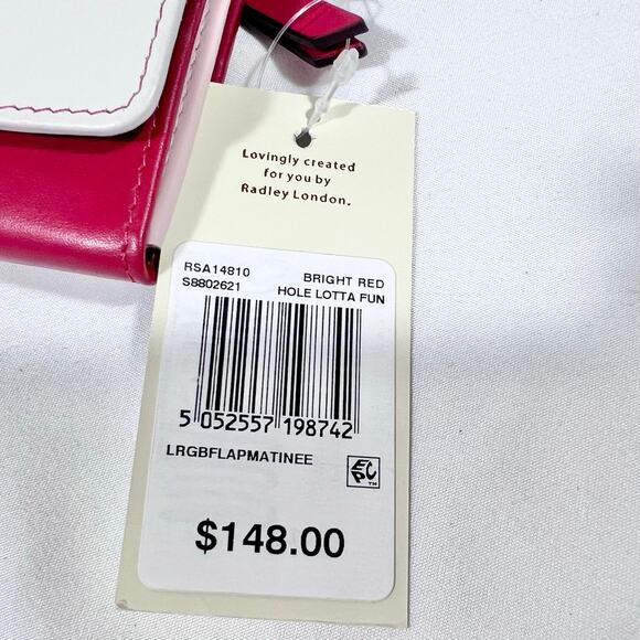 Radley London Hole Lotta Fun Wallet Large White Red Leather Flap New - Picture 10 of 12